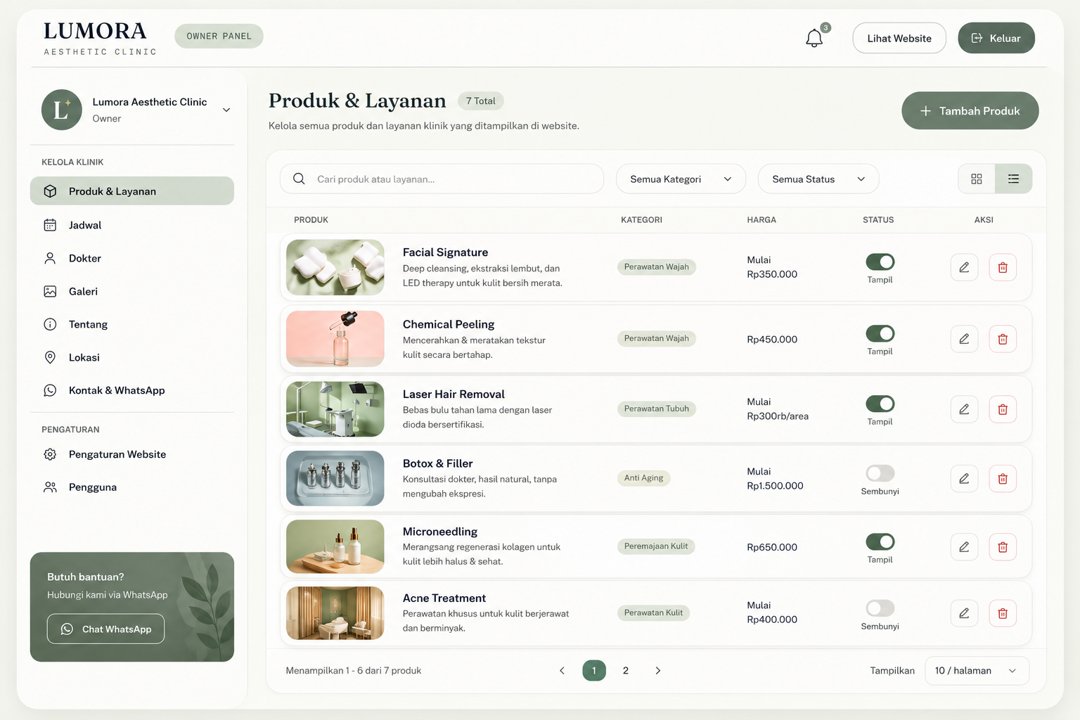 Lumora Aesthetic Clinic Website